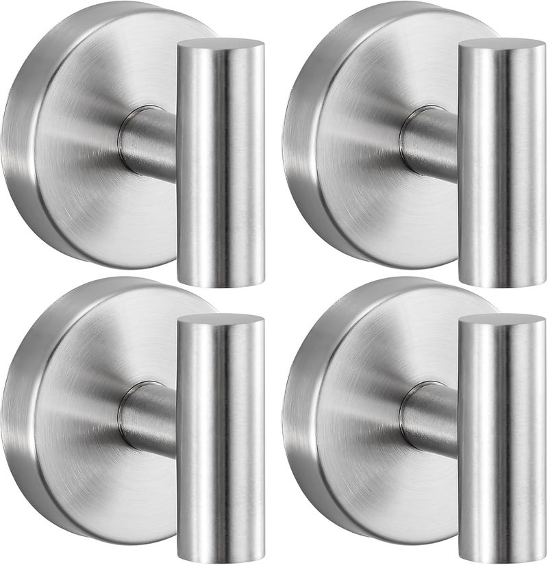 warlve Heavy Duty Reusable Suction Cup Hooks for Shower - No Drill Bathroom/Glass/Mirror/Tiles & Metal Surfaces,and Smooth Non-Porous Surfaces for Towels, Robes, Loofahs (4, Brushed Nickel) - Image 1